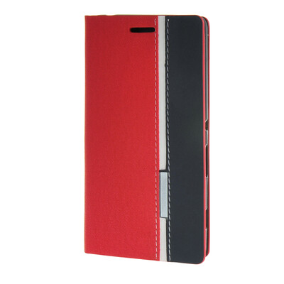 

MOONCASE Case for Sony Xperia C4 Case Minimalist style Leather Card Wallet Flip Slot Bracket Back Cover Red