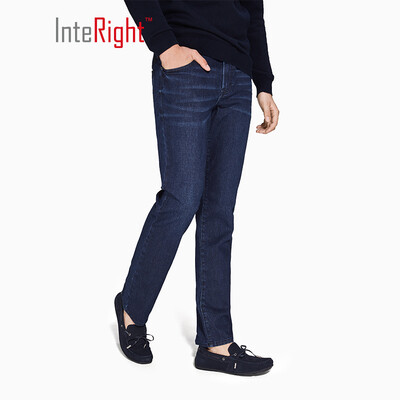 

INTERIGHT fit comfortable straight mens jeans denim blue 30 yards