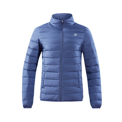 

Xtep Mens Down Jacket 2018 Autumn New Comfortable Thin Stand Collar Warm Sports Casual Slim Fashion 882329199203 Deep Blue S