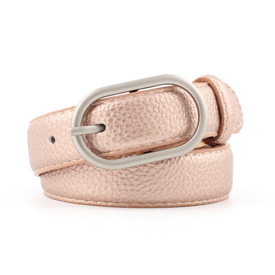 

Badinka 2018 New Gold Silver Black Pink White Faux Leather Belt Wasitband Ladies Thin Skinny Waist Belts for Women Jeans Pants
