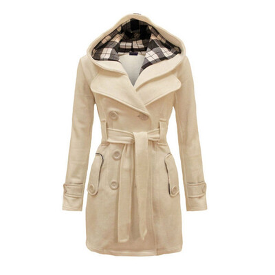 

CT&HF Women Double-breasted Cotton Long Coats Winter Outerwear Womens Hoodie