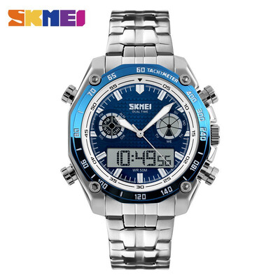 

Skmei sports watch mens fashion 30 m Waterproof LED electronic luxury shock watches made of stainless steel double display wrist watch 1204