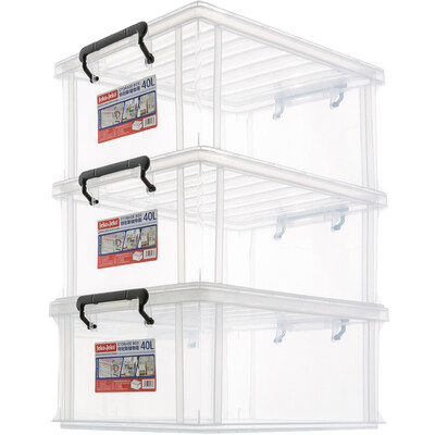 

JEKO&JEKO Tenes reinforced plastic large transparent storage box 40L 3 Pack toy storage box clothes storage box quilt storage box SWB-5466