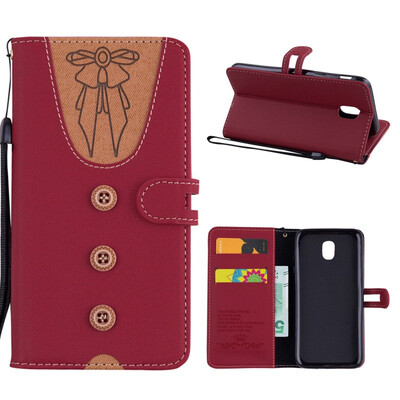 

MOONCASE Samsung Galaxy J5 2017 stitching embossed womens leather case - red