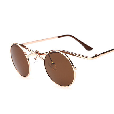 

FEIDU New Fashion Steampunk Goggles Sunglasses Women Men Retro Side Visor Coating Mirror Round Sun Glasses Unisex Oculos De Sol