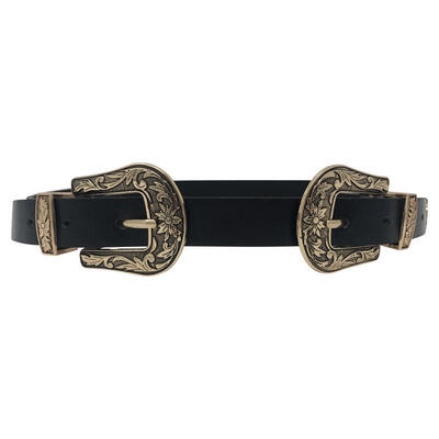 

Women Lady Thin Skinny Metal Gold Buckle Waist Belt Elastic Waistband KY