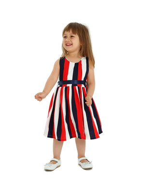 

DAWILS Girls Dress Yellow Black White Black Red White Stripe Summer Sleeveless Dresses