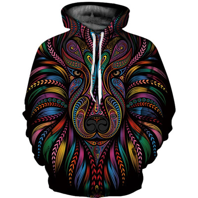 

QL-574 Mens Hoodie 3D Printed Women Pullover Sweater