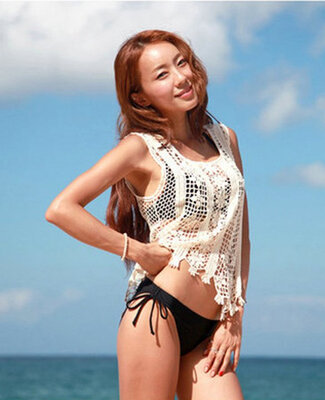 

New Fashion Womens Sleeveless O-neck Hollow Out Beach Lace Tops Blouse