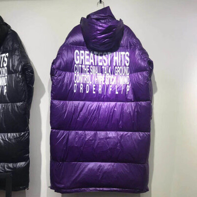 

Winter 2018 winter down jacket womens long letters loose&thick long long couples 90 white duck down
