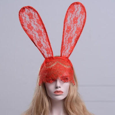 

Halloween Ornaments Lace Rabbit Ears Hair Accessories Headband Mask Prom Headdress Party