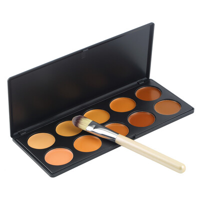 

10 Colors Concealer Camouflage Cream Makeup Palette & Foundation Brush 10 Colors