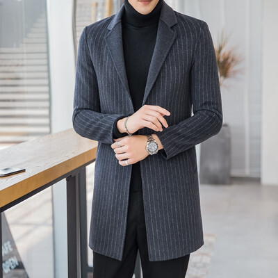 

Autumn&winter new mens long section handmade double-sided wool coat