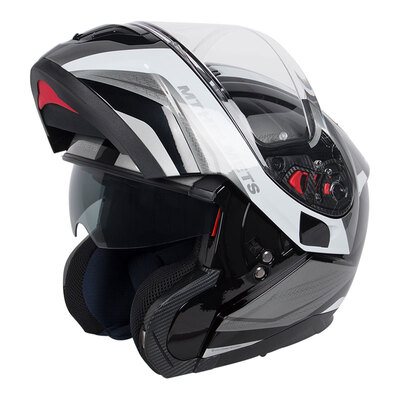 

MT HELMETS 972 motorcycle helmet double lens open face helmet winter men&women warm full face helmet electric car helmet black silver tai Ma Shi XXL code