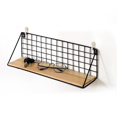 

UpperX Wall Rack Iron Flower Vase Holder Multi-use Wooden & Iron Wall Sundries Holder Wall Shelf Storage Basket House Home Decor