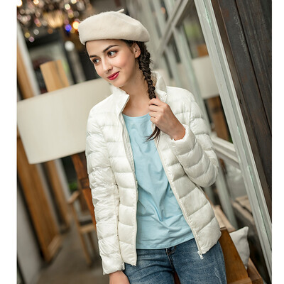 

Intercrew light down jacket female 2018 winter new Korean fashion casual light thin wild collar short brand down jacket female ICR4UD51A milky white