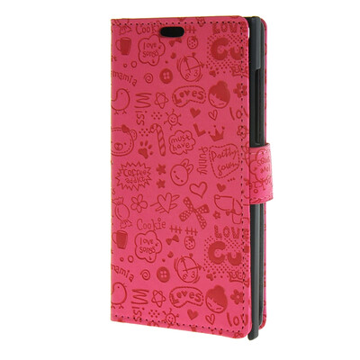 

MOONCASE Lovely pattern Leather Card Wallet Slot Bracket Back чехол для BlackBerry Leap Hotpink