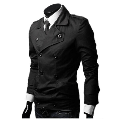 

Zogaa Casual Mens Jacket Suit Collar Double-breasted Pure Color Slim