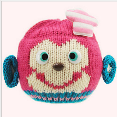 

Buebos Ninos Autumn & Winter Children Knitted Beanie Hat Korean 3D Monkey Chief Hat