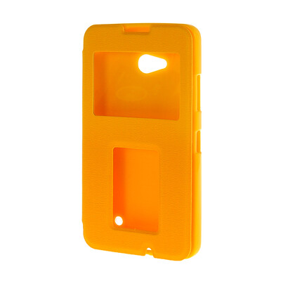 

MOONCASE Сторона Флип жесткий борт тонкий кожаный кронштейн Окно чехол для Microsoft Lumia 640 желтый