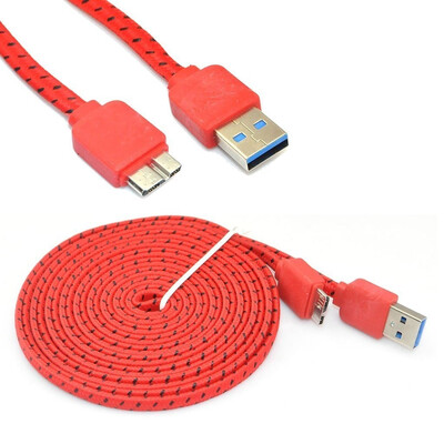

10ft плоской лапши от продления micro - USB 3.0 длинные ткань вязать зарядного устройства Samsung Galaxy Note 3 S5 кабеля