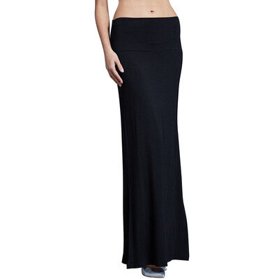 

POPBASIC Women' Modal Solid Flared Super Soft Fold Over Maxi Skirt