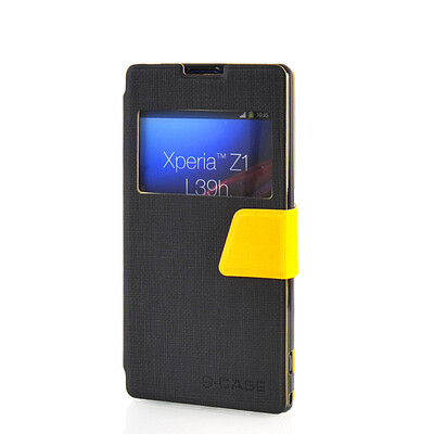 

MOONCASE View Window Leather Side Flip Pouch Ultra Slim Shell Back ЧЕХОЛ ДЛЯ Sony Xperia Z1 L39h Black