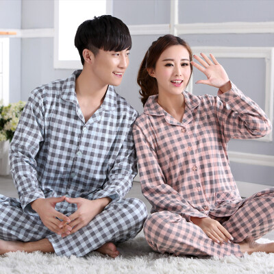 

Arctic cashmere pajamas home service cotton couples pajamas cartoon models lattice men&women on the clubbing clothing set B541101912-4 female big grid XL