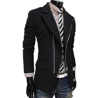 

Zogaa New Mens Woolen Overcoat Lapel