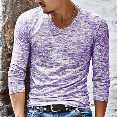 

Mens New Fashion Printed Cotton-Blends Long Sleeved V-Neck Casual T-shirts