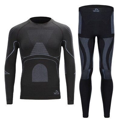 

Pelliot&pelliot outdoor functional underwear men&women sports warm breathable wicking bottoming slim underwear set 1631807 male gray