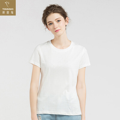 

Filament bird TINSINO womens bottoming shirt comfortable&breathable slim round neck T-shirt female models WHY90421 white
