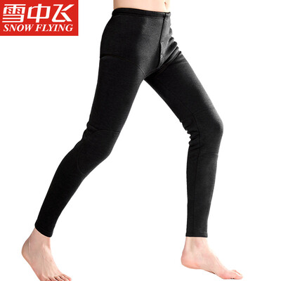 

Snow in the fly velvet warm pants mens thickening plus velvet youth Slim thick cotton wool autumn pants autumn&winter base pants velvet color navy blue 175