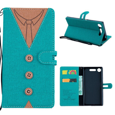 

MOONCASE Sony Xperia XZ1 stitching embossed mens leather case - green