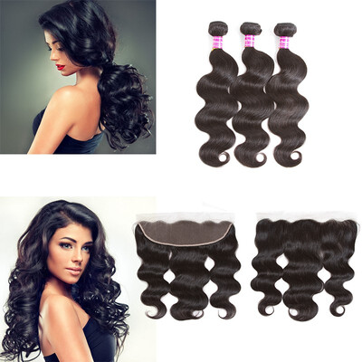 

Glary Hair Body Wave with Frontal Peruvian Virgin Hair 3 Bundles with 13x4 Lace Frontal Thick&Soft Hair Weft