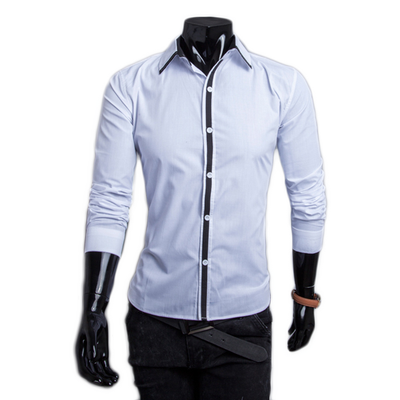 

Zogaa New Men's Shirt Splice Contrast Color Collar Casual