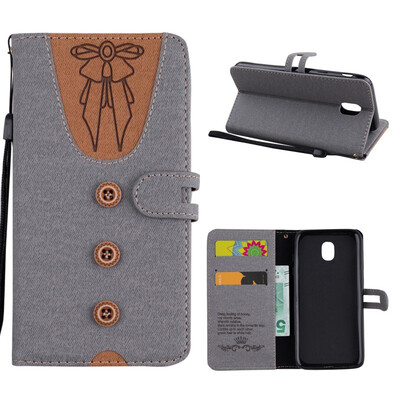 

MOONCASE Samsung Galaxy J5 2017 stitching embossed womens leather case - gray