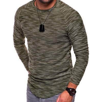 

Men Fashion Autumn Casual Long Sleeves Round Neck Plus Size Tops T-Shirts Solid Color Base Shirt
