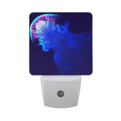 

ALAZA LED Night Light With Smart Dusk To Dawn SensorJellyfish Medusas Green Plug In Night Light