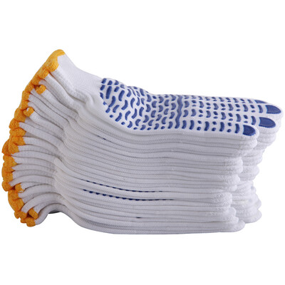 

New Yue Chang Hui labor insurance gloves thickening wear-resistant gloves anti-skid point plastic cotton gloves factory work gloves men&women 5 blue B11407