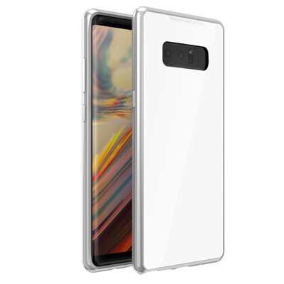 

For Samsung Galaxy Note 8 Slim Hard Shockproof Case Magnetic Adsorption Metal Bumper Tempered Glass Back Cover Case