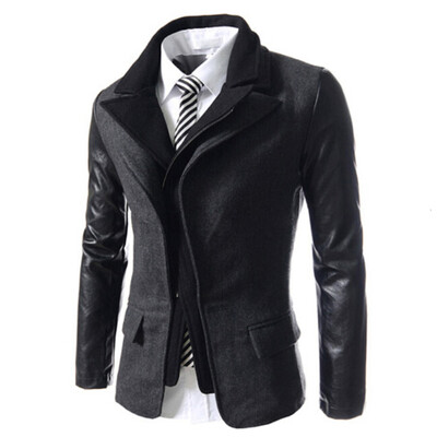 

Zogaa Autumn And Winter New Mens Jacket False Two Wool Slim