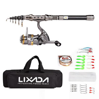 

Lixada Telescopic Fishing Rod And Reel Combo Full Kit Carbon Fiber Fishing Rod Pole Spinning Fishing Reel Fishing Tackle Carri