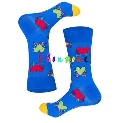 

LIONZONE Brand Designer Happy Socks Women Plus Size With Banana Pear Fruit Smiling face Patterns Coloured Unisex Crew Socks