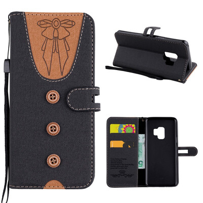 

MOONCASE Samsung Galaxy S9 stitching embossed womens leather case - black