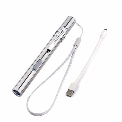 

Handy USB Rechargeable Flashlight Powerful Mini LED Torch Penlight Hanging Lamp With stainless steel Clip for Outdoor Activity
