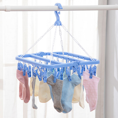 

Ou Runzhe multi-head clothespin 32 clip folding hanger multi-purpose drying pants rack drying rack drying rack baby socks clothes towel rack