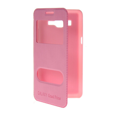 

MOONCASE View Window Leather Side Flip Pouch Stand Shell Back ЧЕХОЛ ДЛЯ Samsung Galaxy Grand Prime G5306W Pink