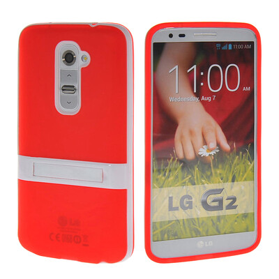 

MOONCASE Мягкие гибкие силиконовый гель ТПУ кожи с Kickstand чехол для LG G2 красный