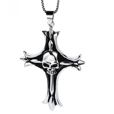 

Originality Fashion Titanium steel Cross Skull Mens Necklace - 24 inch
